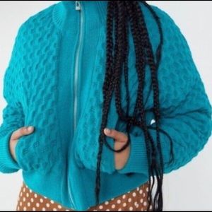 EUC Urban Outfitters Teal Shea Sweater Puffer Jacket